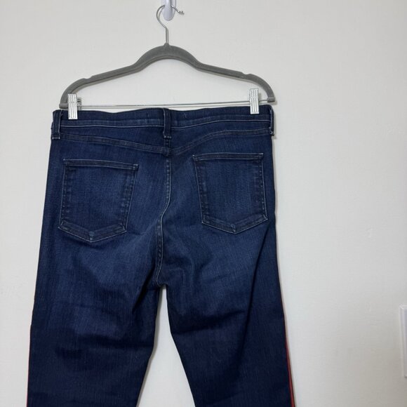 VERONICA BEARD Women’s Carolyn Baby Boot Jeans Size 32 Button Fly Red Striped - Picture 5 of 7